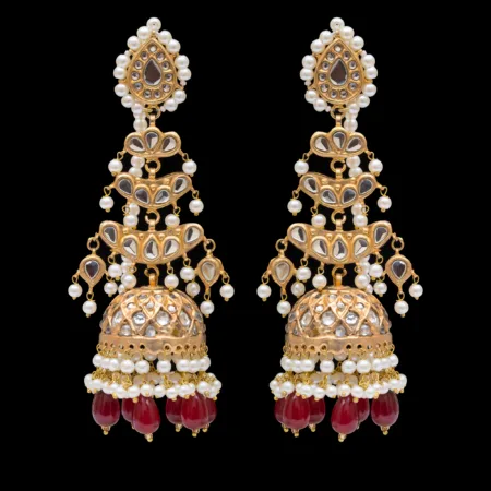 JBH-ER 1002 A ( Price 4900 ) ( Thappa Kundan Long Jhumkas earrings )