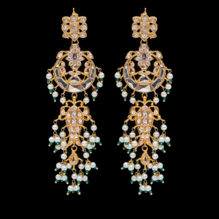 JBH-ER 1004 A ( Price 4700 ) ( 24k Gold Plated Earrings in Kundan Stones )