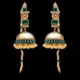 JBH-ER 1006 A ( Price 4000 ) ( Thappa Kundan Jhumkas with Golden and Green Beads )
