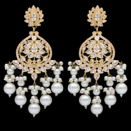 JBH-ER 1024 ( Price 3900 ) ( in cz stones with beautiful pearls piroi ) length 3.5 inches