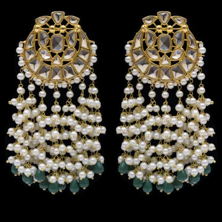 JBH-ER 1025 ( Price 5500 ) ( in Kundan stones with long piroi ) length 3.5 inches